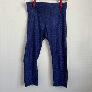 JUICY Couture Sport Essential Crop Blue Zebra Leggings Women • M Medium